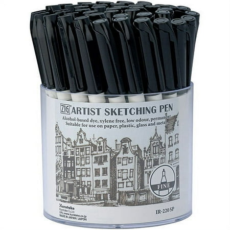 Kuretake Zig Artist Sketching Pen 48-piece Black Display