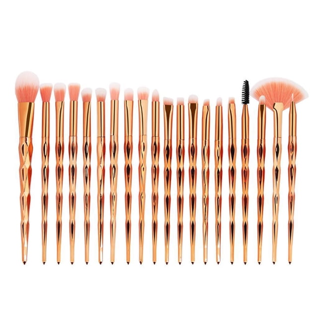 Juego de brochas de maquillaje de 20 piezas Zulema Unicornio Oro rosa diamante