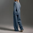 thumbnail image 4 of Miqool Womens 2 Piece Outfits Collar Sweater Sweatsuit Lounge Set Long Sleeve Sweatshirt with Wide Leg Sweatpants, 4 of 6