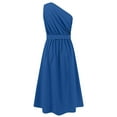 thumbnail image 5 of QUNYINEY Casual Womens Summer Dresses Solid Sleeveless A-Line Dress Flowy Cinched Waist One Shoulder Maxi Dresses, 5 of 6