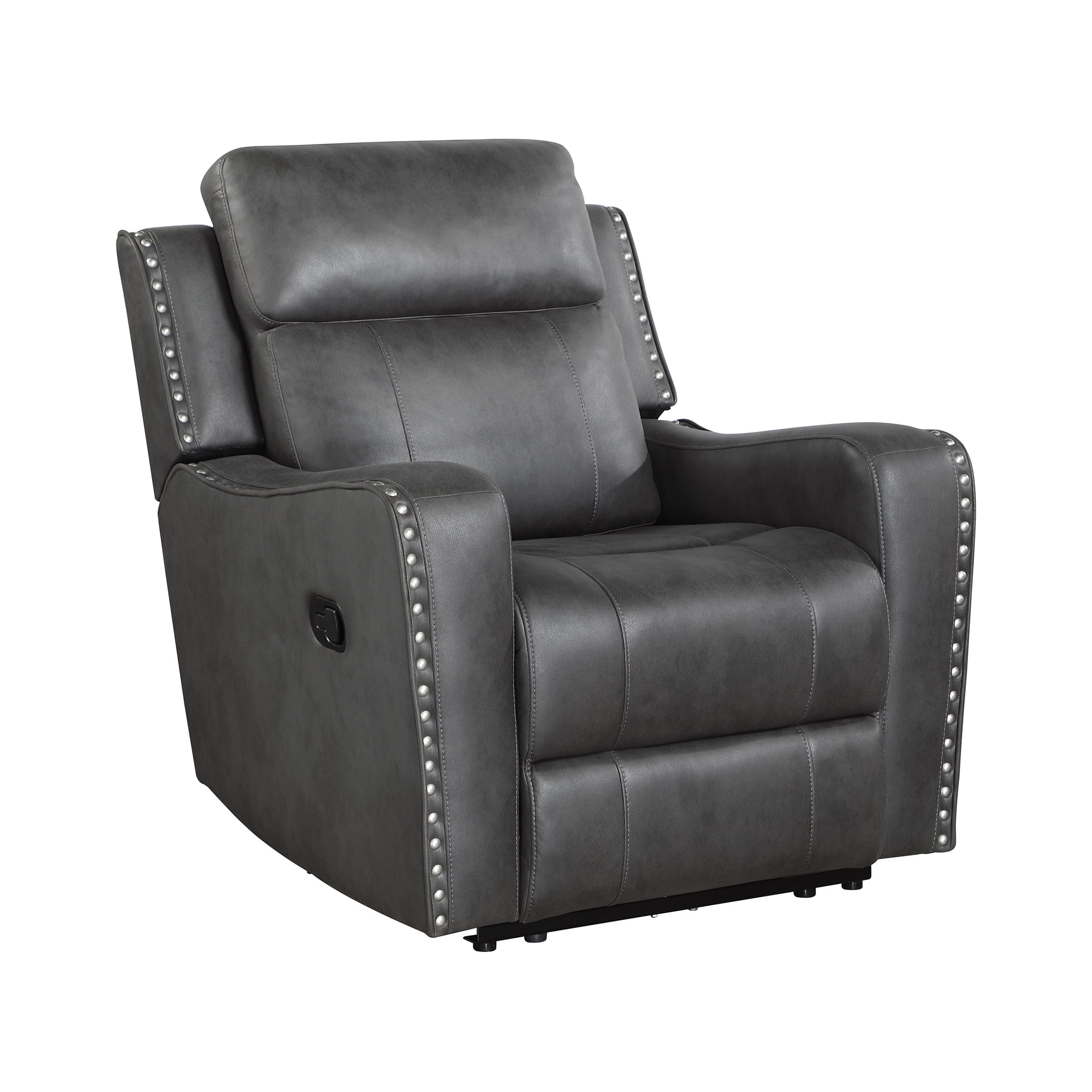 OakvillePark Winterthorn Microfiber Manual Recliner, Smoky Gray