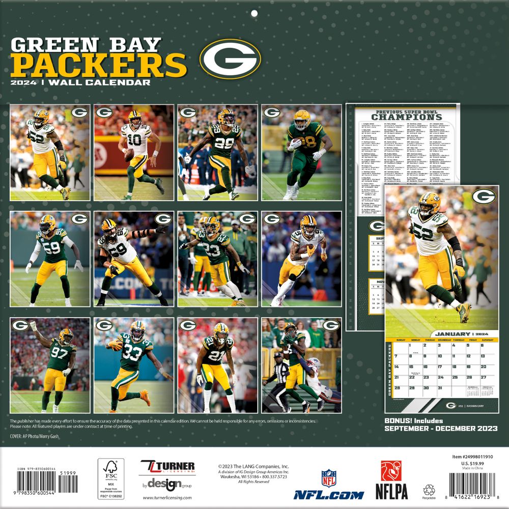 Green Bay Packers 2024 12x12 Team Wall Calendar (Other) - Walmart.com Green Bay Packers 2024 12x12 Team Wall Calendar (Other) - Walmart.com