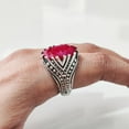 thumbnail image 5 of AAA Ruby Corundum Mens Ring, Natural Ruby Corundum Ring, July Ring, Silver Jewelry, 925 Silver Ring, Gift, Heavy Mens Ring, Arabic Design, Ottoman Style Ring, Christmas, Turkey Mens Signet Ring, 5 of 8