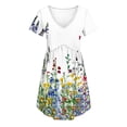thumbnail image 6 of Gamivast Dresses for Women Short Sleeve V-Neck Babydoll Mini Dress Boho Floral Print A-Line Swing Sundress Casual Vacation Beach Cute Dress White L, 6 of 7
