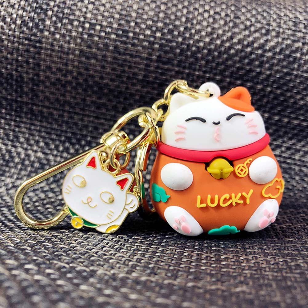Maneki Neko Fortune Lucky Beckoning Cat Keyring Keychain Key Ring Chain Gift C 