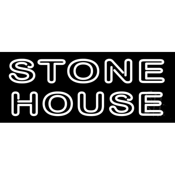 Stone House LED Neon Sign 10" Tall x 24" Wide - inches Black Square Cut Acrylic Backing, with Dimmer - Premium built indoor Sign for Storefront, Store interior, Exhibition, Decor.