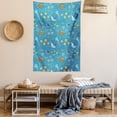 thumbnail image 2 of Under the Sea Tapestry, Cartoon Style Fish Turtle Swimming Underwater Deep Ocean Scene, Wall Hanging for Bedroom Living Room Dorm Decor, 40W X 60L Inches, Sea Blue and Multicolor, by Ambesonne, 2 of 5