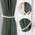 thumbnail image 4 of MOAMUN Magnetic Pearl Curtain Tieback Set of 2, Strong Magnetic Beaded Curtain Holdbacks, Decorative Window Drape Curtain Straps 16 Inch (White), 4 of 7