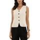 thumbnail image 1 of CHALCO STRIPED Chaleco para Mujeres Escote en V Botones Sin Mangas Casual XL Beige, 1 of 6