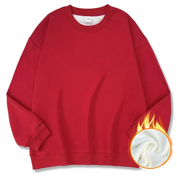 AherBiu Sweatshirts For Men Crewneck Fleece Lined Long Sleeve Hoodie Fall Winter Casual Workout Solid Color Pullovers