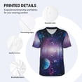 thumbnail image 3 of Zufioo Planets Stars And Galaxies1 Print Men's Baseball Short Sleeve, Moisture Wicking Button-Down Hip Hop Tee-X-Large, 3 of 7