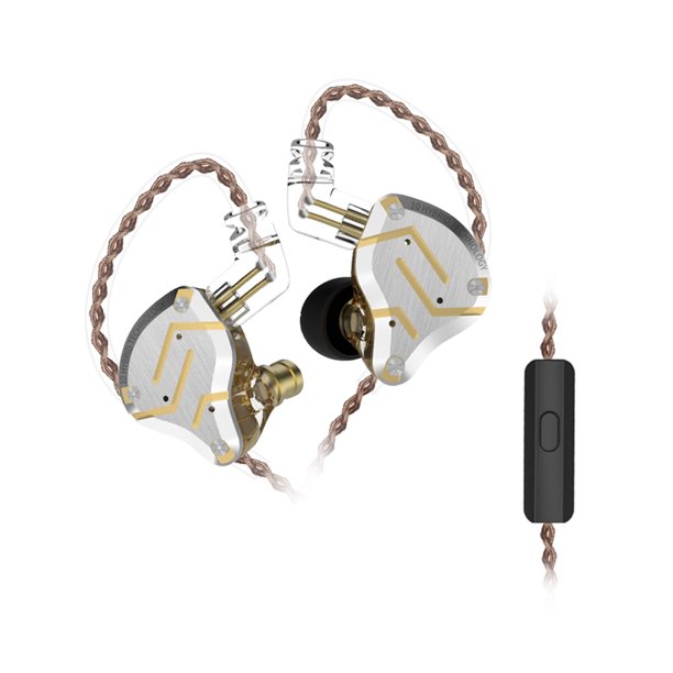 Auricular KZ ZS10 pro Tecnología híbrida a prueba de sudor Auriculares deportivos con cable Auriculares portátiles para caminar Sonido Música Manos libres Correr Oro con micrófono Vogacara EL005374-08B
