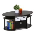 thumbnail image 3 of Furinno JAYA Table Basse Ovale au Design Simple avec Bac, Noyer, 3 of 5
