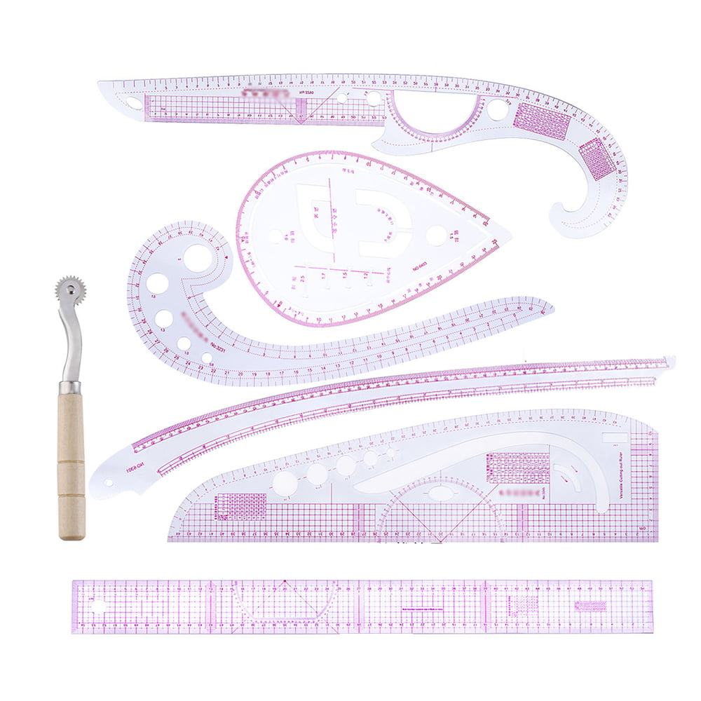Funarrow DIY Sewing Ruler Tailor Set French Curve Ruler Accessories 9 Stlye Plastic Curve Stick Pattern Design Suitable for Drawing Cutting Sheet and Other Clothing Design 