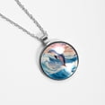 thumbnail image 4 of Dolphin Glass Circular Pendant Necklace Jewelry, 4 of 5