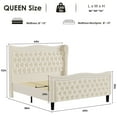 thumbnail image 7 of Miniyam Velvet Queen Size Bed with Button-Tufted Wingback Headboard for Adult, Beige, 7 of 7