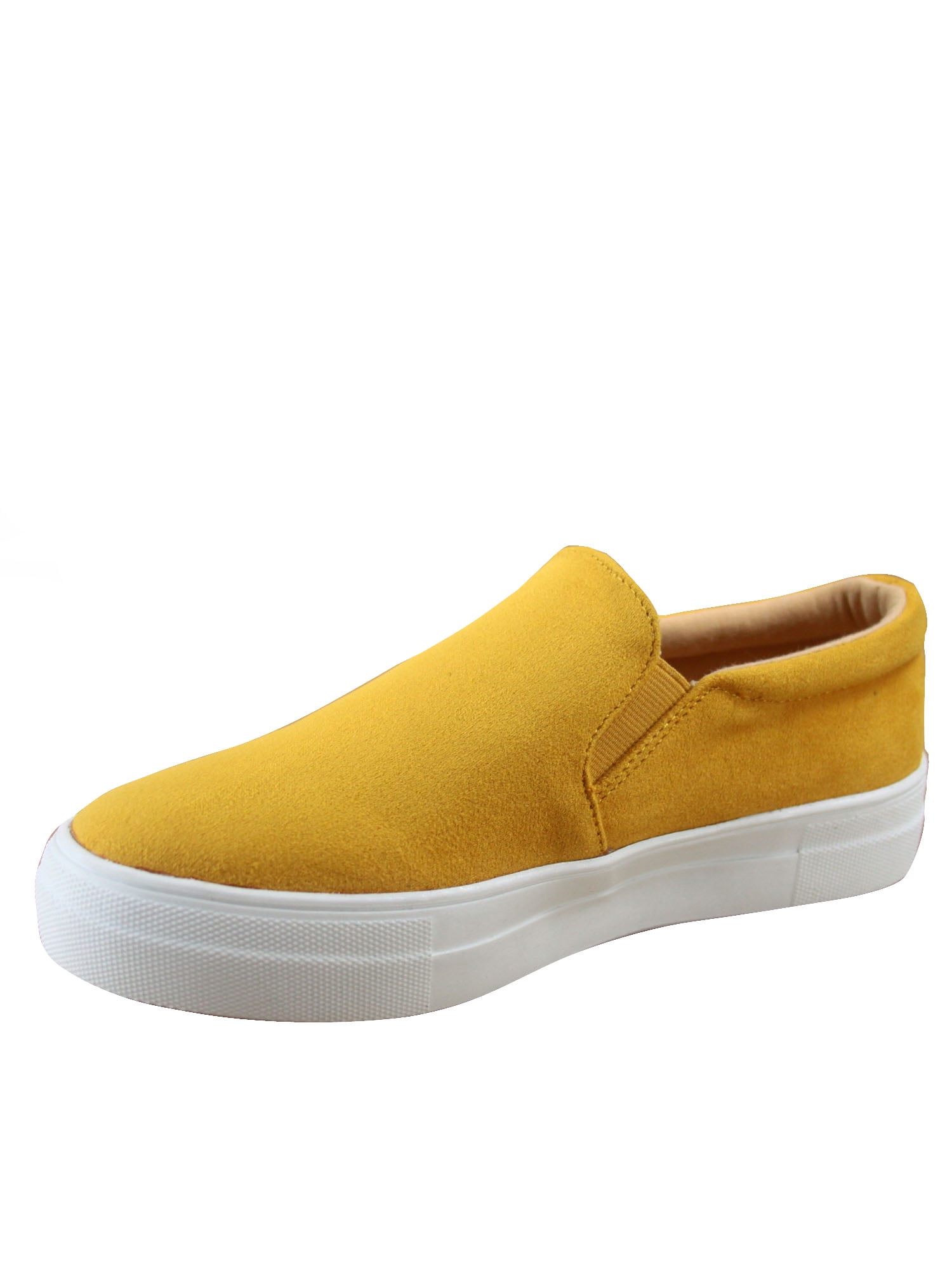 Mustard yellow slip on shoes clearance