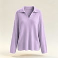 thumbnail image 7 of XRoczxe Women's V Neck Ribbed Knit Pullover Sweater, Long Sleeve Collared Casual Top, Soft Stretchy Tunic Shirt for Fall Winter Daily Office Wear, 7 of 7