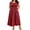 Burgundy, variant on Womens Plus Size Smocked Midi Dress Square Neck Short Sleeve High Waist Dress Casual Flowy Summer Sundress