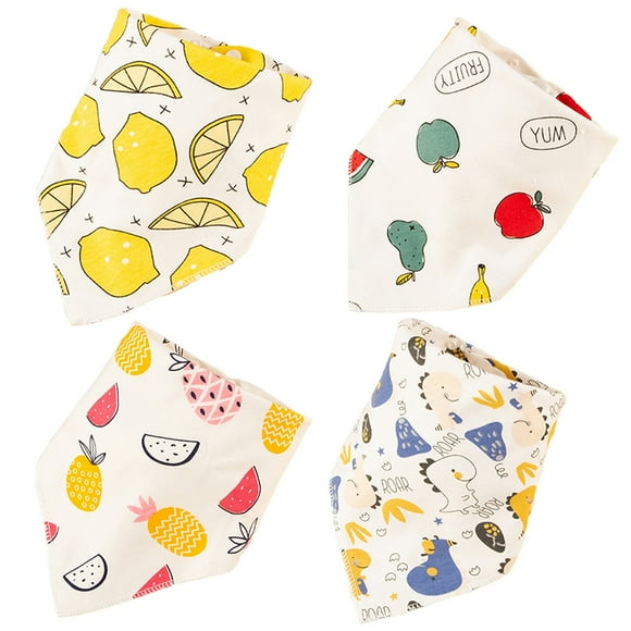 Bangcool Baby Bib Cotton Cute: 4PCS Adjustable Toddler Bandana Bib Newborn Feeding Bib