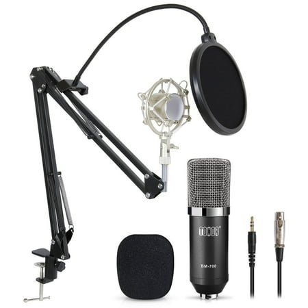TONOR BM-700 Condenser Microphone Pro Studio Broadcasting Recording With Adjustable Arm Stand & Shock Mount & Pop