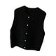 thumbnail image 5 of Chaleco de punto, ropa, cuello redondo, diseño retro, informal, con botones, moderno, camisetas sin mangas para Negro, 5 of 9