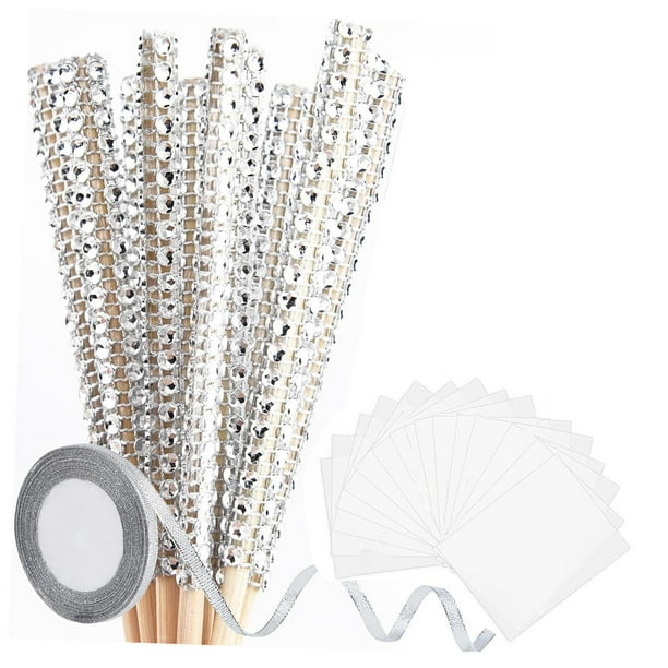 24 palitos de madera para caramelos de frutas con chispas y bolsitas de chocolate. Plata