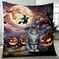 thumbnail image 4 of Spooky Halloween Night Witch Maine Coon Glowing Pumpkins Quilt Blanket Cat Lover Kitten Owner Gifts Cozy Comforter Throw Blanket - 12015, 4 of 5