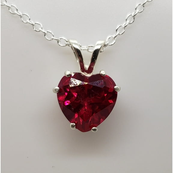 Ruby Heart Sterling Silver Earring/Necklace Set
