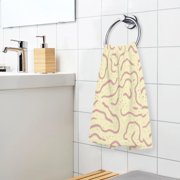 Beige Stripe Pattern Hand Towel Cotton 16x28 in Soft Absorbent Quick Dry Bath Face Towel