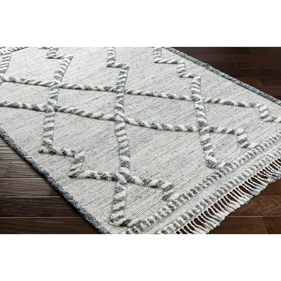 Hauteloom Tubao Wool Living Room, Bedroom Area Rug - Bohemian, Transitional - High Pile - Medium Gray, Dark Brown, Ivory - 2' x 3'