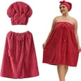 thumbnail image 1 of Lunerva Wraps, Plus-Size Adjustable Bath Skirt & Quick-Dry Cap Set, Soft Coral Fleece, Secure Non-Slip Closure, Fast Drying, 1 of 6