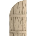 thumbnail image 2 of Ekena Millwork 22"W x 88"H (66" Low Side) Timberthane Pecky Cypress Four Board Joined Board-n-Batten w/Quarter Round Arch Top Faux Wood Shutters (Per Pair), Primed Tan, 2 of 6