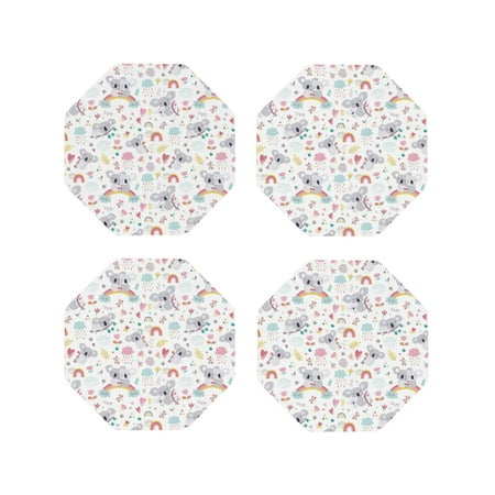 

Matuu Cute Koala for Cup Coasters Set of 4 Leather Coasters Desk Coasters for Office Measures 4” x 4”-Octagon