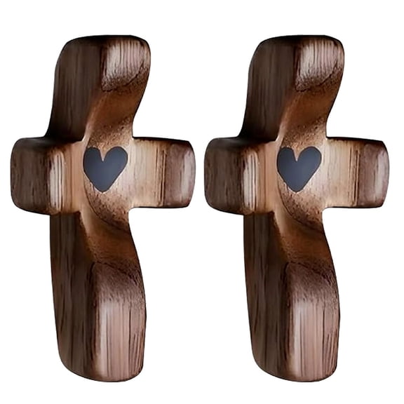 2pcs Jesus Cross My Heart Encouragement Gift Handheld Wooden Cross
