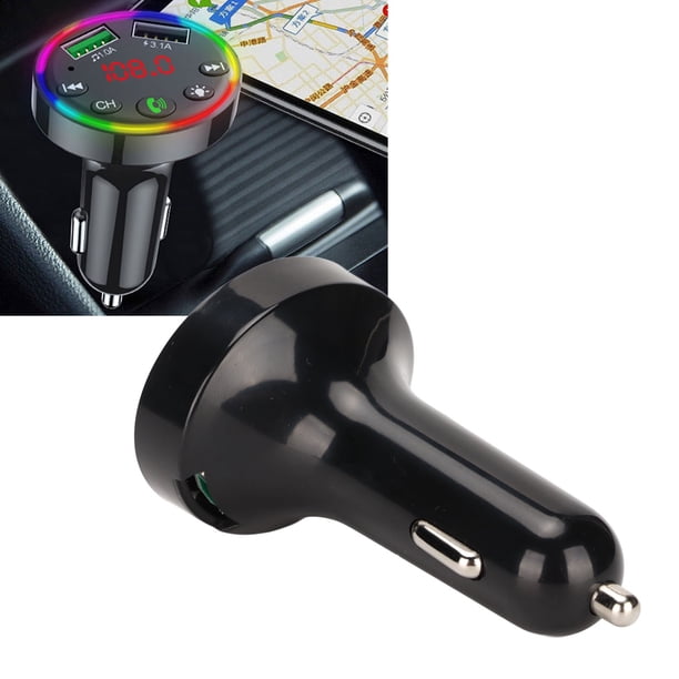 Adaptador de cargador de coche con carga USB, transmisor FM inalámbrico Bluetooth 5.0 MP3 con pantalla LED para coches