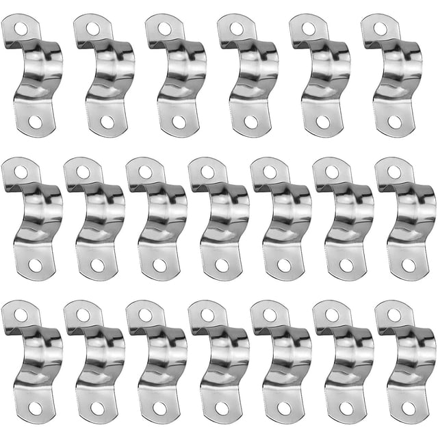 25pcs Stainless Steel U-Tube Clamp, 20mm Connection Ring Pipe Clamp, Riding Card Saddle Card Pipe Fastener, U-Shape Hanger Saddle Strap Clamp Clamp Clip