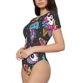 thumbnail image 2 of The Xecao Cat Icecream Women's Crew Neck Body Suit, a short-sleeved bodysuit and basic swimsuit, both comfort and style for dating and daily life, 2 of 9