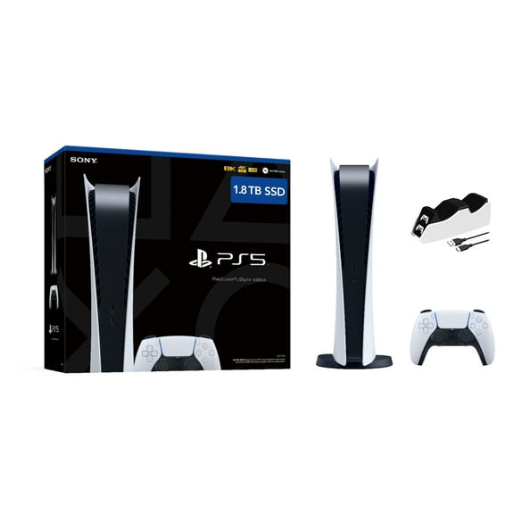 Pre-Owned Used-Like-New Latest PlayStation 5 Digital Verison Gaming Console 825 GB SSD PS5 with DS Wireless Controller and Mytrix Charger Set