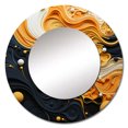 thumbnail image 2 of Designart "Orange Black Minimalism Flowing euphony" Abstract Collages Round Mirror Wall Décor Modern - Large Orange Round Mirror - Round Mirror 29" x 29" Inch, 2 of 5