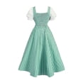thumbnail image 6 of Levmjia Women's Oktoberfest Dress Plus Size Gingham Checkered Dirndl Lace Up Front Puff Sleeve Square Neck Bavarian Costume for Women Beer Festival Autumn Dress, 6 of 7