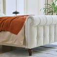 thumbnail image 4 of Full size Regal Chesterfield-Style Tufted Sleigh Bed with Textured Upholstery and Dark Wood-Effect Feet - No Box Spring Required ,Cream, 4 of 9