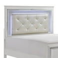 thumbnail image 3 of Benjara Noah California King Bed- LED Backlit Crystal Tufted Headboard- White, 3 of 5