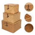 thumbnail image 3 of EIMELI Basket Storage Woven Baskets Rattan Wicker Organizer Seagrass Lid Box Bins Handwoven Hyacinth Rectangular Decorative, 3 of 7