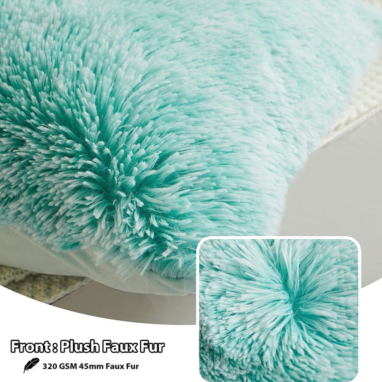 LIFEREVO 2 Pack Fluffy Faux Fur Pillow Shams,18 x 18 Inches Throw