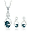 thumbnail image 2 of Rosec Jewels Natural London Blue Topaz Necklace and Earrings Set with Diamond - Womens Infinity Jewelry Set - AAA Quality, 925 Sterling Silver, 2 of 7