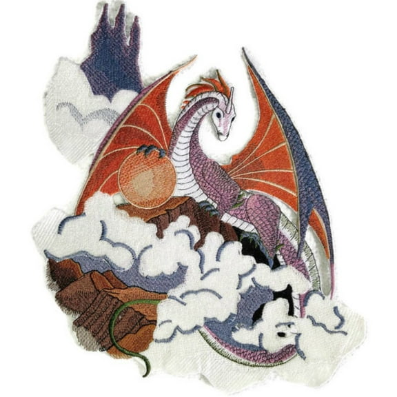 BeyondVision Custom Cloud Dragon Embroidery Iron On/Sew Patch [9.7" 11"]