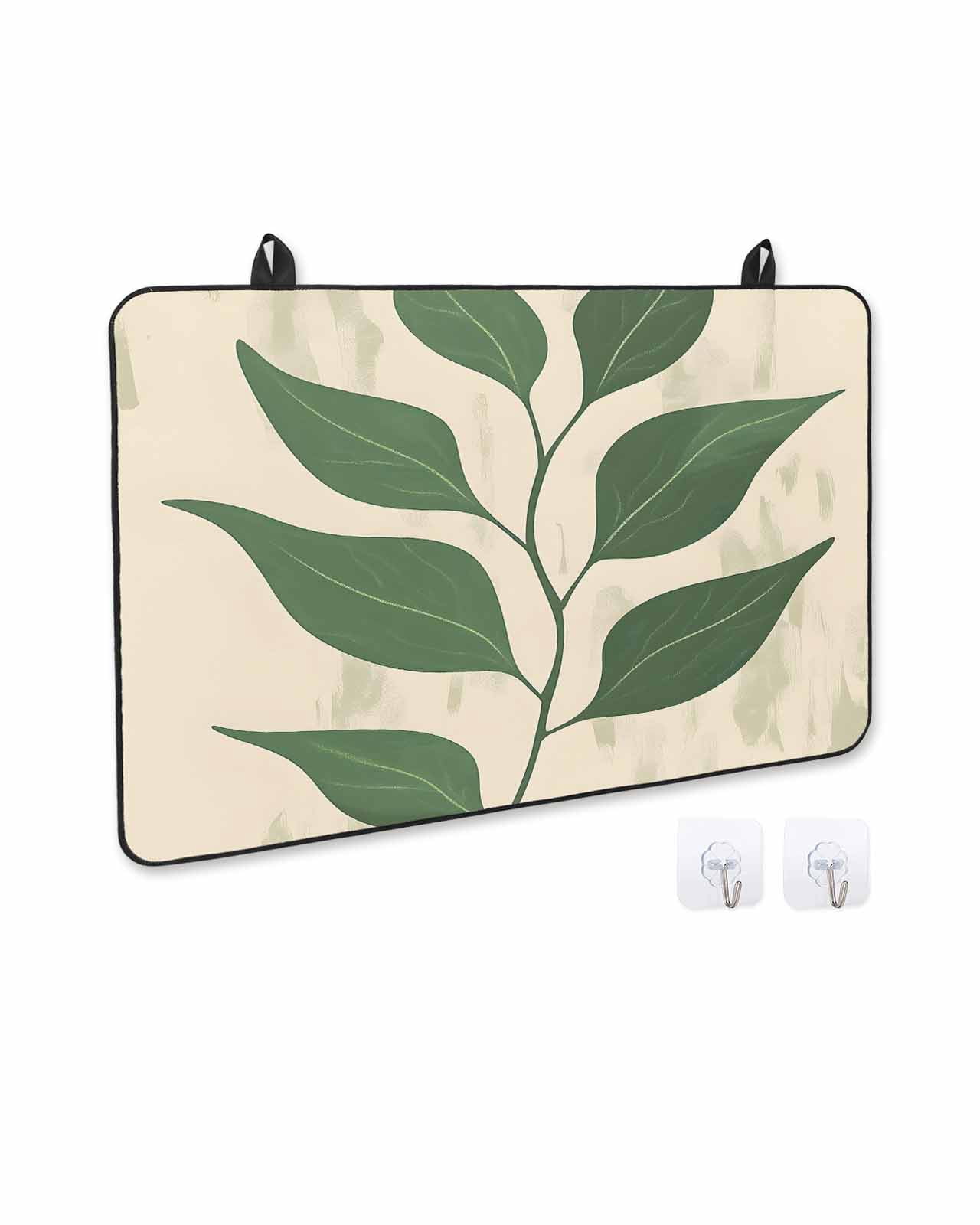 nqOlkjepod Large Induction Cooktop Protector Mat 24"x21", Green Botanical Stove Top Covers for Electric Stove, Tropical Leaves Vintage Decorative Stove Burner Cover Mats, Glass Top Stove Cover