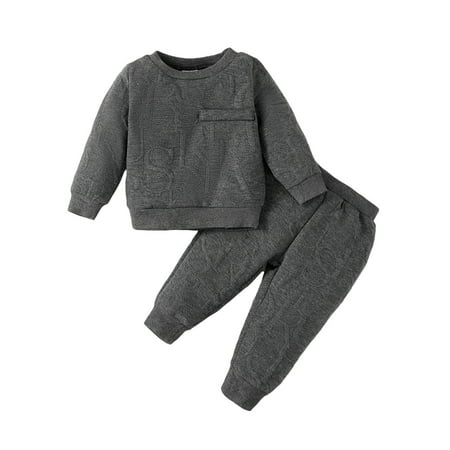 

Co.MMehjri Baby 2Pcs Fall Outfits 6M 9M 12M 18M 2T 3T Infant Long Sleeve Knit Textured Sweatshirt Tops + Pants Set Toddler Warm Clothes