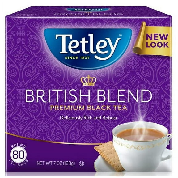 Tetley British Blend Premium Black, 80-Count Tea Bags, 7 Ounce, (Pack of 2)